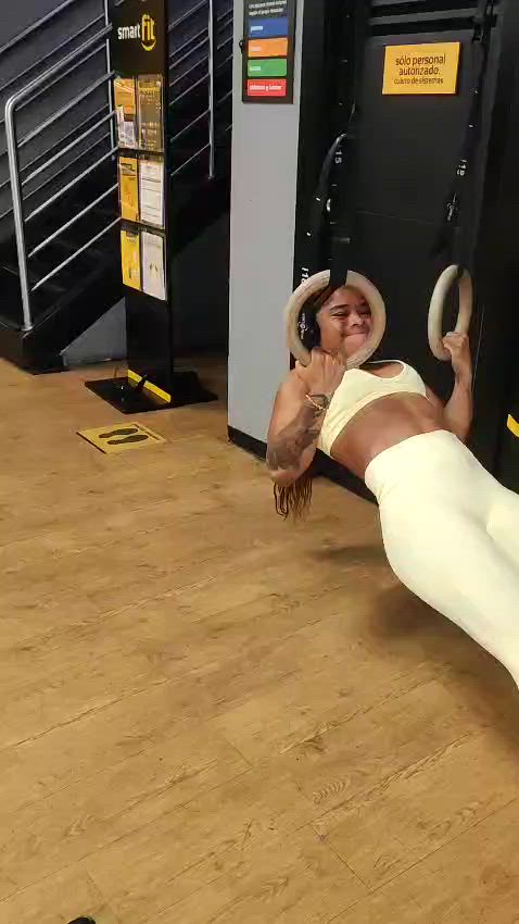 Muscular and strong woman