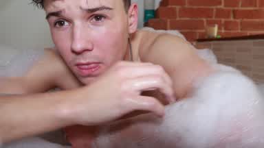Wanking and cumming in bath