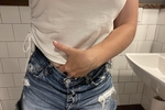 Restroom tit tease