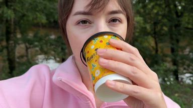 Morning coffee walk