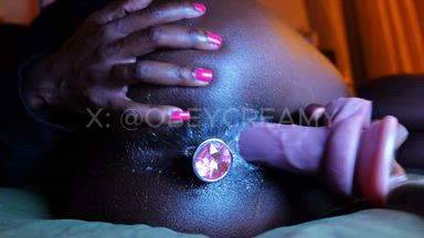 4K Creamy + anal butt plug + dildo + riding