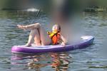 happy swimming girl