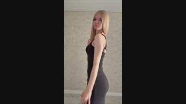 Full naked strip in black dress🖤