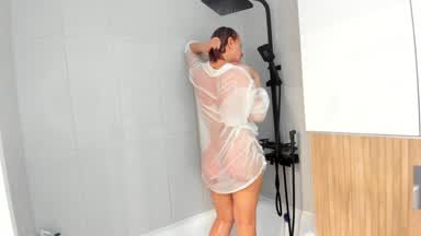 wet shirt in the shower