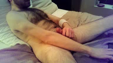 Cumming on my hairy chest