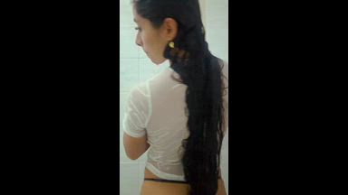 Wet t-shirt in the shower