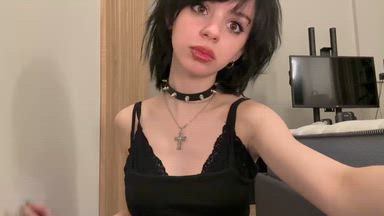 saliva tease, drool on tits and suck finger
