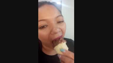 Eating an ice cream