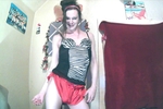 red satin nightie with black mesh panties