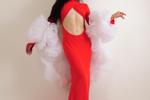 A revealing red dress that makes people feel arous