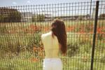 Natural photo in a sunny field from behind.