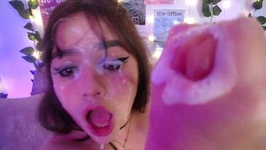 deepthroat messy, cum on my face, saliva and slaps