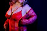 black background and my body in hot red