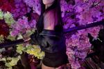 Night, flowers and a beautiful smile...🌸