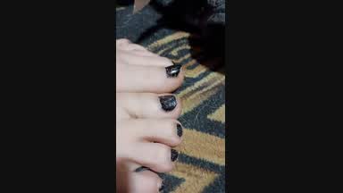 Removing toe nail polish black glitter