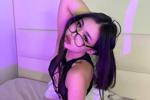Innocent nerdy girl with glasses