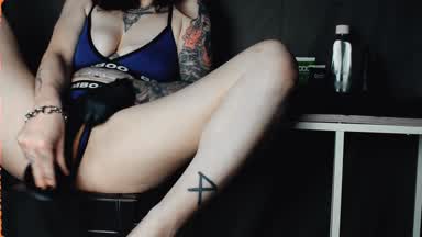 Gloved Solo Pussy Stretching