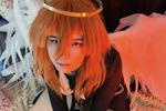 Cosplay angel - demon from anime: man - chainsaw