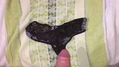 Cum in my Gf panties with a cockring