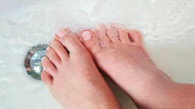 Feet moment in the bathroom