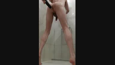 fat dildo in the shower and cumshot