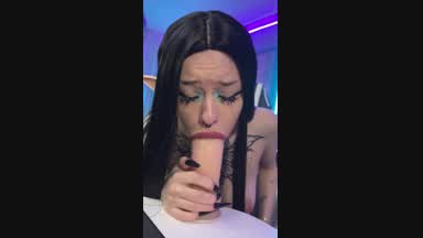 AURORA HARD BLOWJOB ON HUGE DILDO