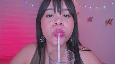 Fill glass with saliva