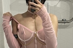 Sexy girl in pink transparent lingerie