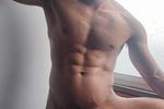 flexing very horny and sweating