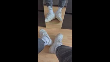 White sneakers and white socks