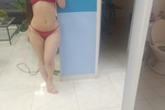 Red lingerie at home