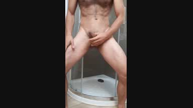 Shower cumshot with tease