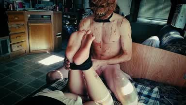 Psycho Bear Sneaks Up On Gamer Girls Feet
