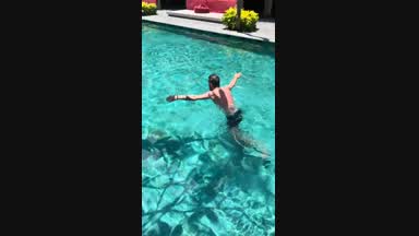 Jony is swimming in the pool
