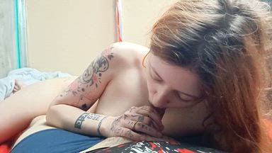 A whore gives a blowjob to a neighbor