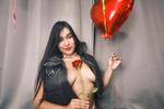 Sexy girl with balloons and jacket