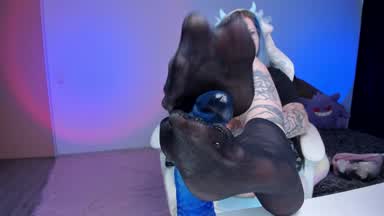 footjob in nylon socks + dildo inside sock with