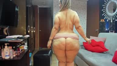 BBW bouncing my big ass wearing a pink thong