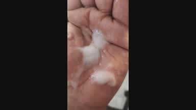 Playing my cum in my hands