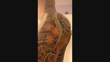jake โ 1 min side view fucking dildo & stroking in shower