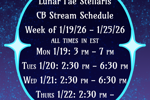 Stream Schedule Week of 1/19 - 1/25/26