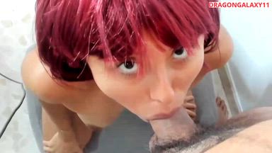 Amateur POV Blowjob sexy redhead on webcam