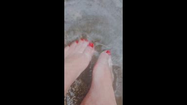 waterfall, the mountain and my wet feet