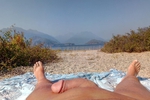 stroking and cumming at the beach set