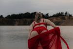 Sweet photo shoot in red lingerie hot)