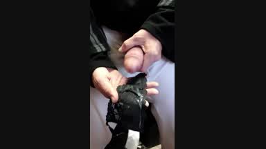 Cummung into a gstring