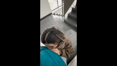 BJ on Hotel Stairs