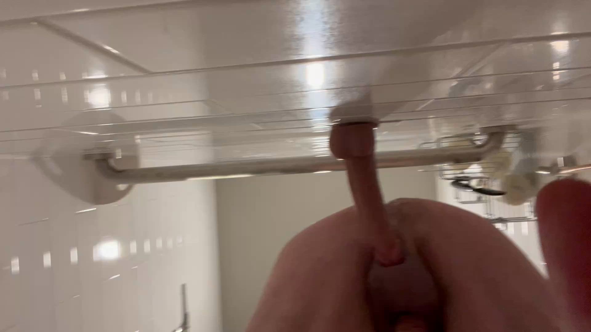 Fuck 9 inch dildo in shower