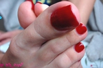 Red toes close up