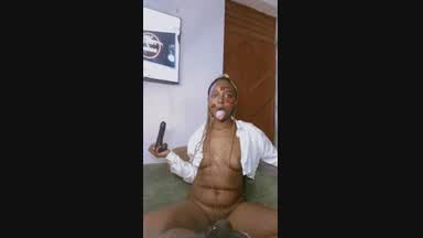 Dildo suck and spit on tits